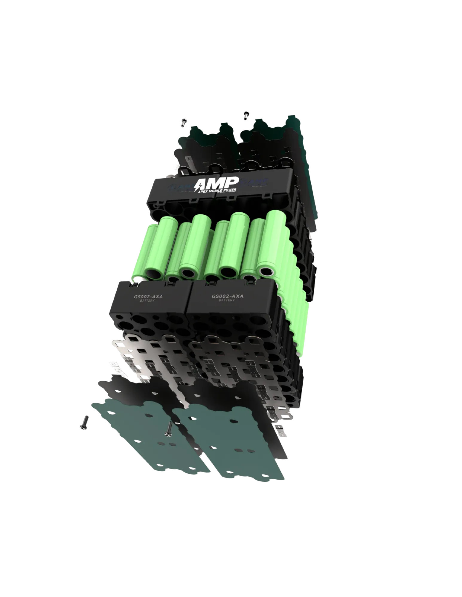 Exploded structural view of custom lithium-ion battery pack engineering assembly